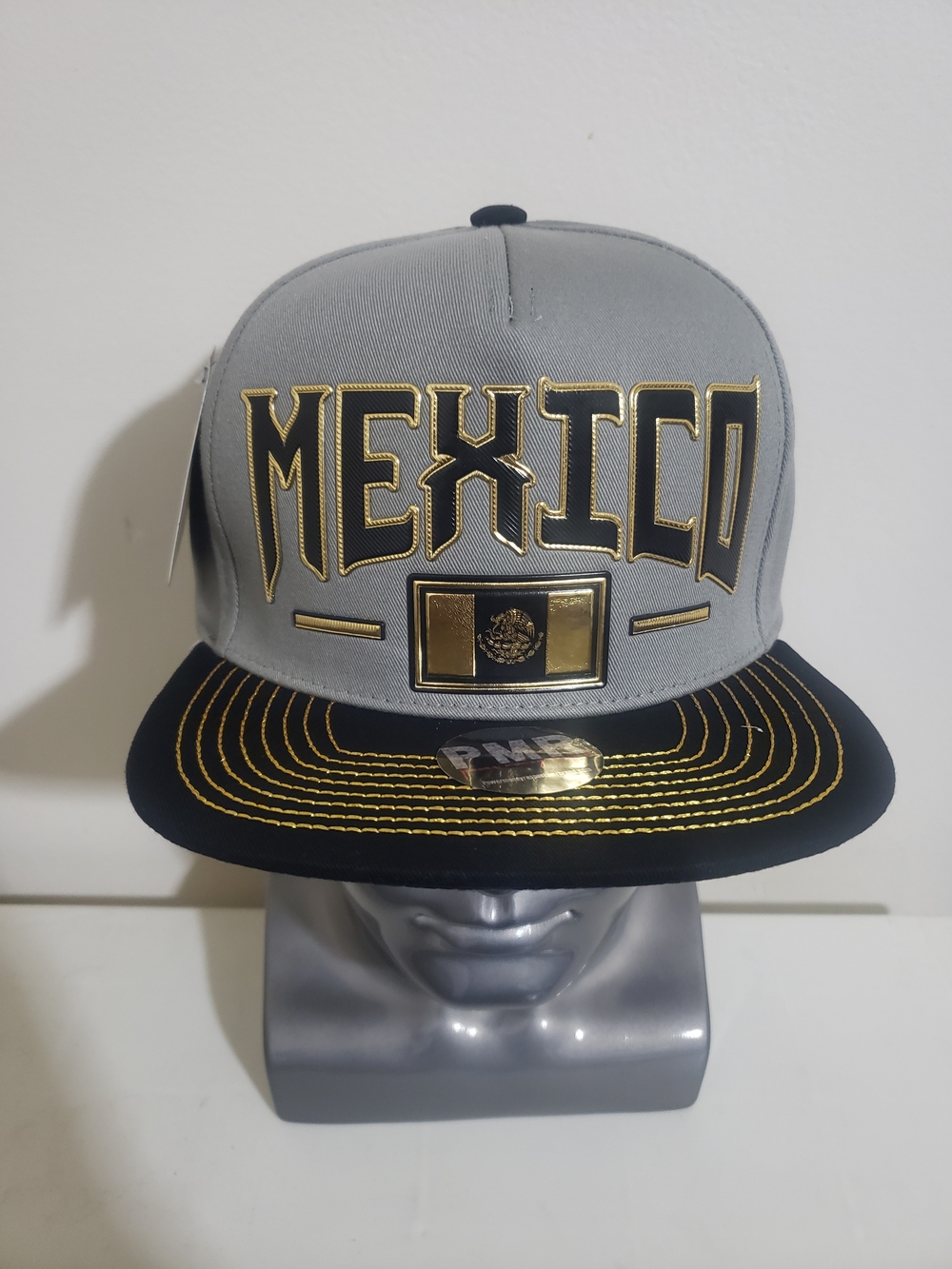 Mexico Gold-Accented Grey and Black Snapback Hat